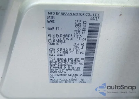 2017 Nissan Pathfinder S from USA, damaged, VIN 5N1DR2MN3HC684007